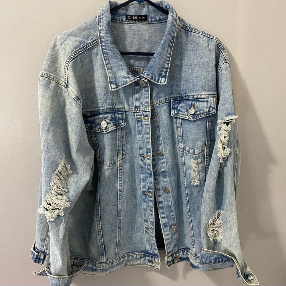 NWOT Distressed Jean Jacket